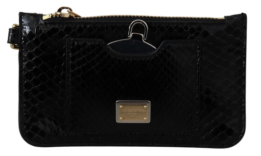 Porte-monnaie en cuir noir Dolce &amp; Gabbana avec miroir et portefeuille Agnese