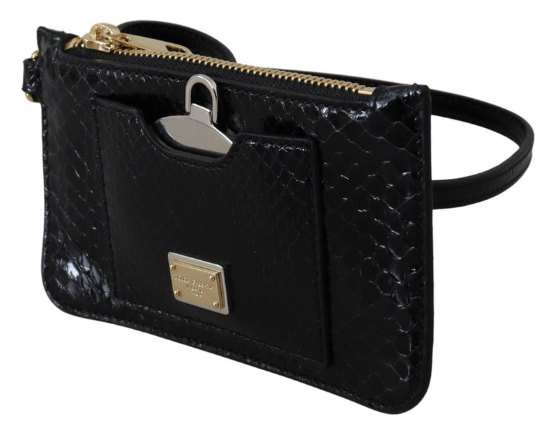 Porte-monnaie en cuir noir Dolce &amp; Gabbana avec miroir et portefeuille Agnese