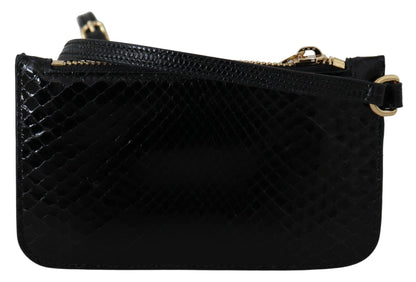 Porte-monnaie en cuir noir Dolce &amp; Gabbana avec miroir et portefeuille Agnese
