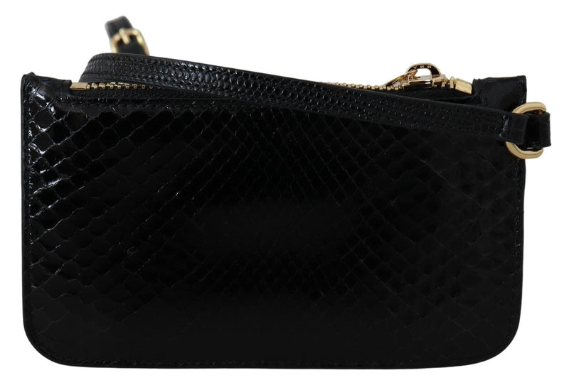 Porte-monnaie en cuir noir Dolce &amp; Gabbana avec miroir et portefeuille Agnese