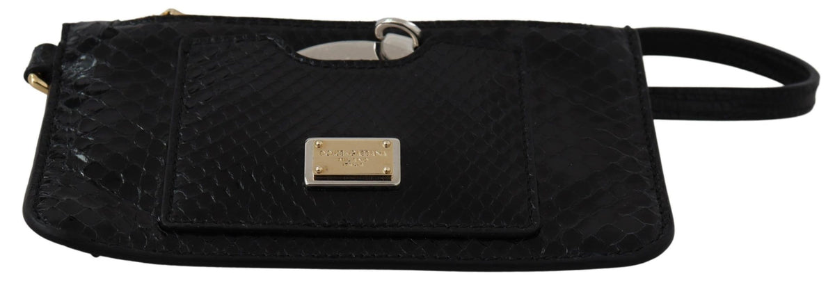 Porte-monnaie en cuir noir Dolce &amp; Gabbana avec miroir et portefeuille Agnese