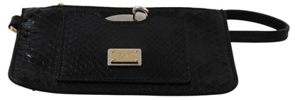 Porte-monnaie en cuir noir Dolce &amp; Gabbana avec miroir et portefeuille Agnese