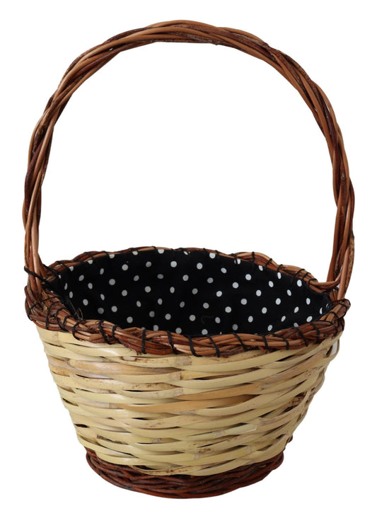 Sac fourre-tout en osier et rotin beige Dolce &amp; Gabbana