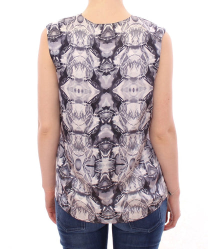 Haut, chemisier, blouse sans manches en soie gris-bleu de Arzu Kaprol