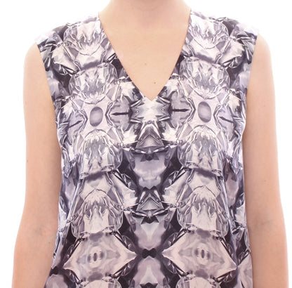 Haut, chemisier, blouse sans manches en soie gris-bleu de Arzu Kaprol