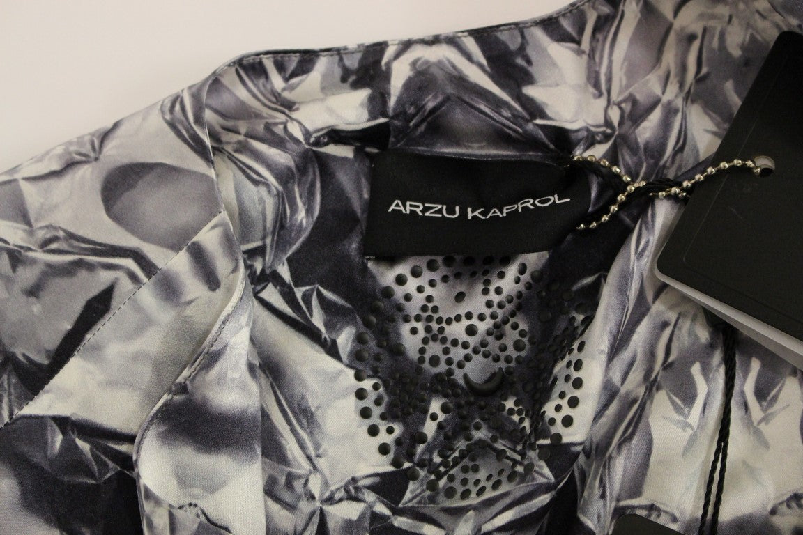 Haut, chemisier, blouse sans manches en soie gris-bleu de Arzu Kaprol