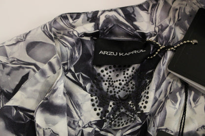 Haut, chemisier, blouse sans manches en soie gris-bleu de Arzu Kaprol