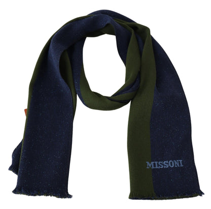Missoni Groen Gestreepte Wollen Unisex Nekwikkel Sjaal Blauw