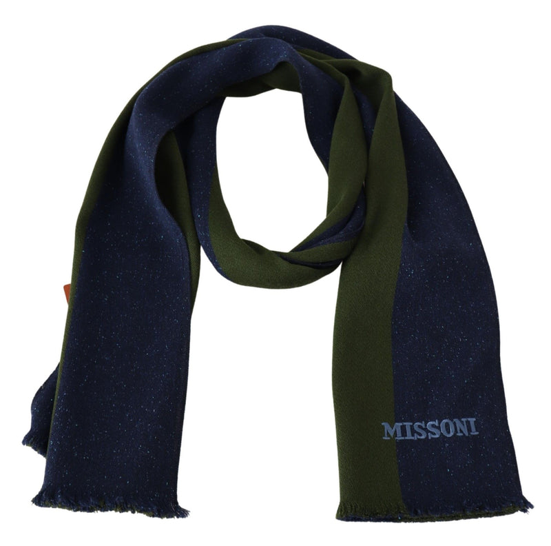 Missoni Groen Gestreept Wollen Nekwarmer Sjaal Blauw