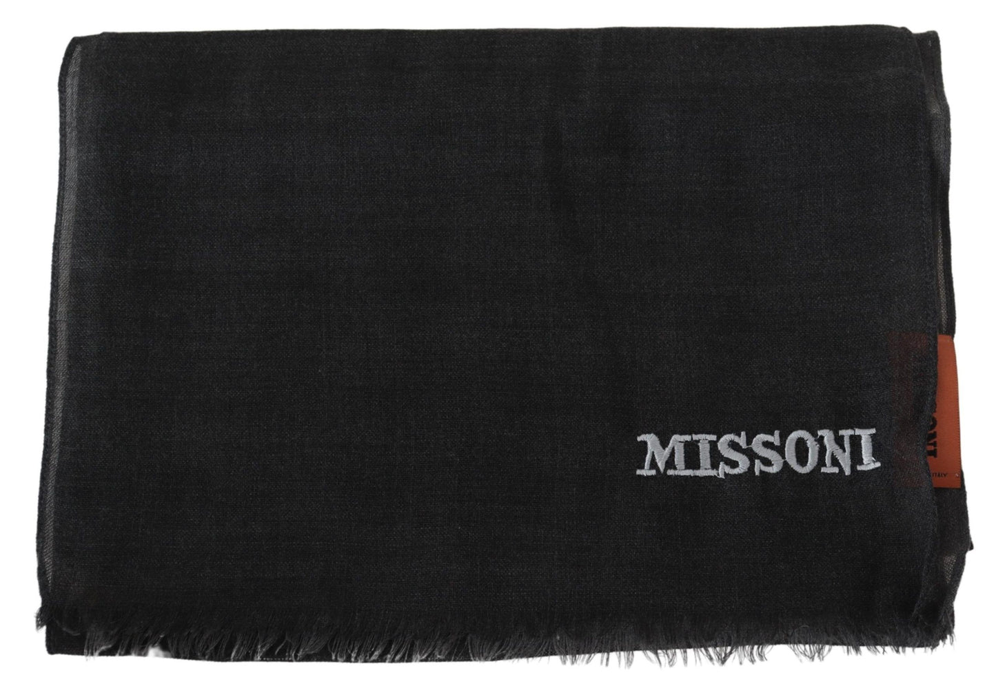 Missoni Grijze Wollen Unisex Nekwikkel Sjaal Franjes Logo Sjaal