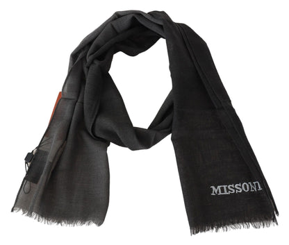 Missoni Zwarte Wollen Unisex Nekwikkel Sjaal Franjes Logo Sjaal