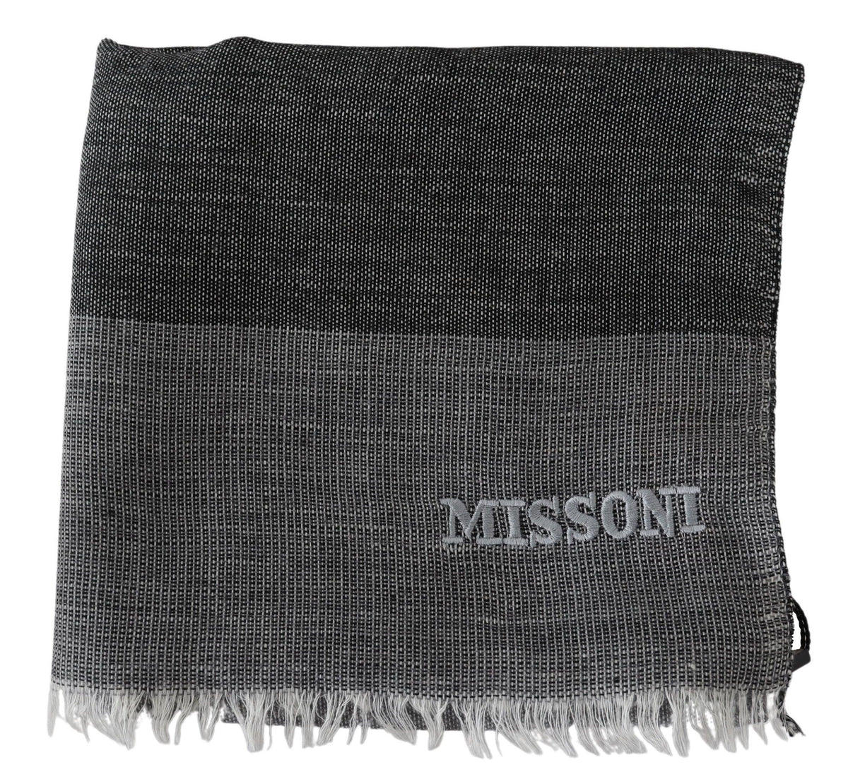 Écharpe Missoni grise rayée en laine à franges