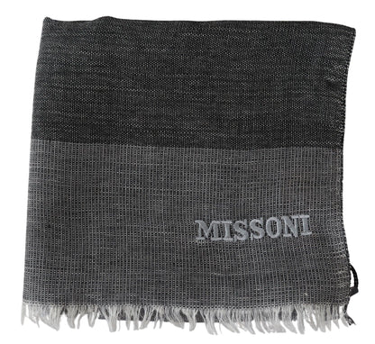 Écharpe unisexe à franges en laine rayée grise Missoni