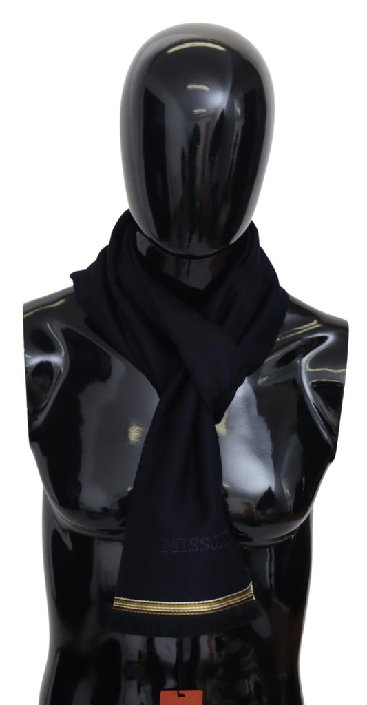 Missoni Zwarte 100% wollen unisex nekwikkelsjaal met franjes