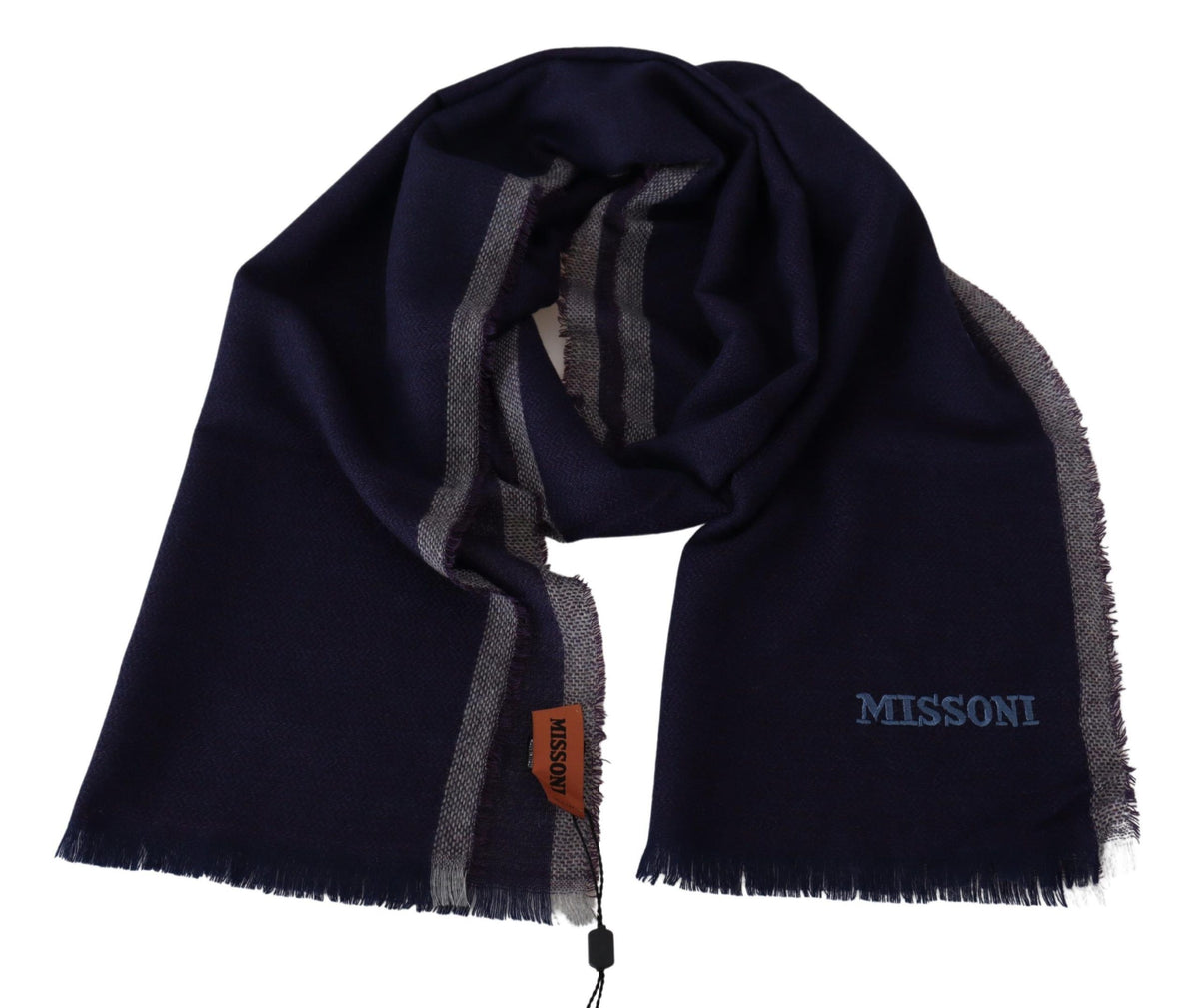 Écharpe unisexe en laine à rayures multicolores Missoni à franges