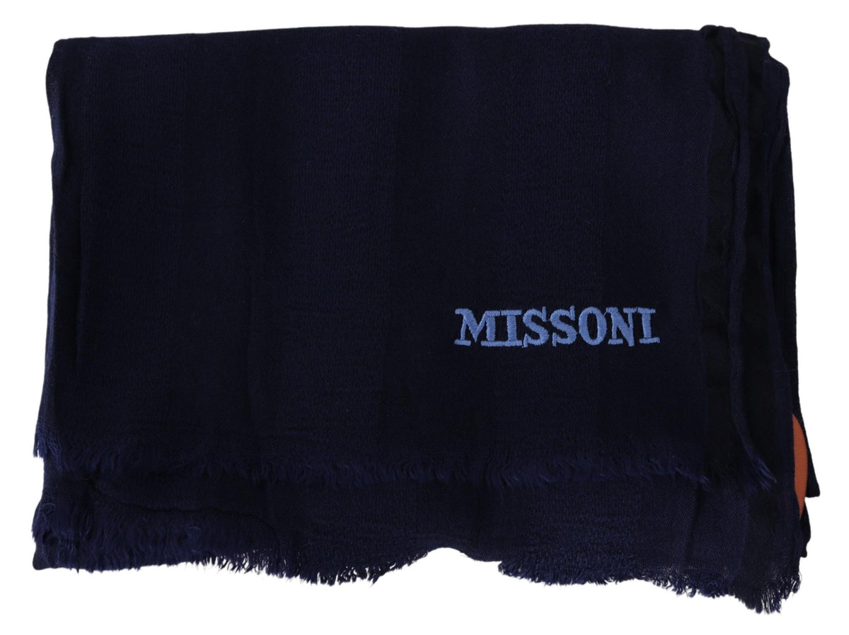 Écharpe unisexe en tricot de laine bleue Missoni