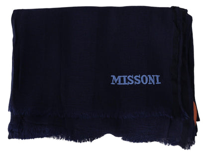Écharpe unisexe en tricot de laine bleue Missoni