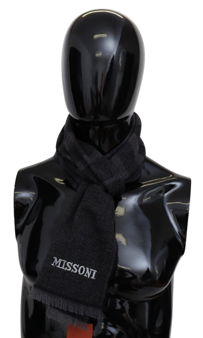 Missoni Zwarte Gestreepte Wollen Unisex Nekwikkelsjaal