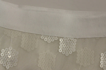 Jupe crayon droite blanche à paillettes de Koonhor