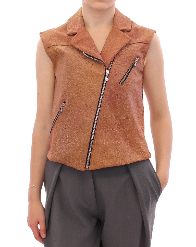 Gilet en cuir marron La Maison du Couturier