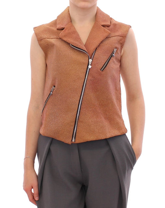 Gilet en cuir marron La Maison du Couturier