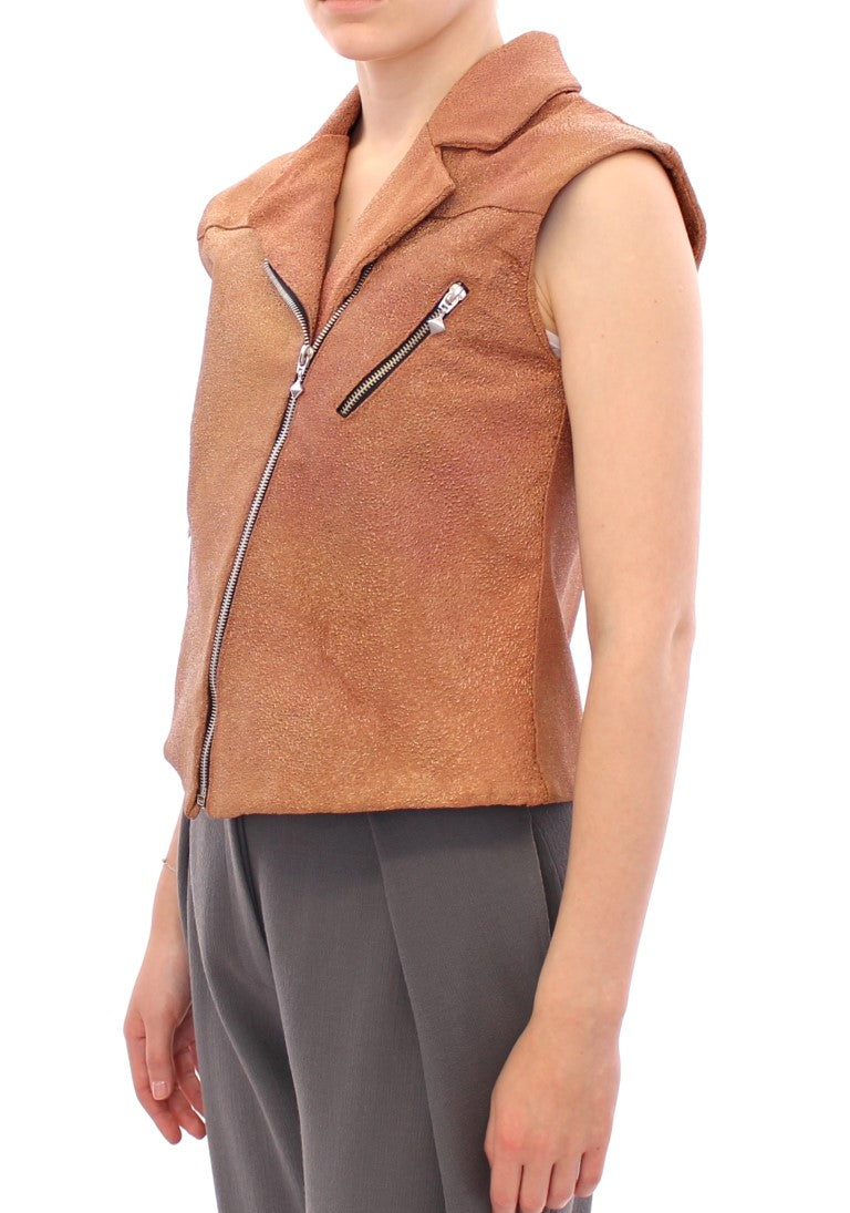 Gilet en cuir marron La Maison du Couturier