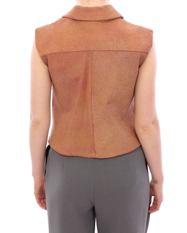 Gilet en cuir marron La Maison du Couturier