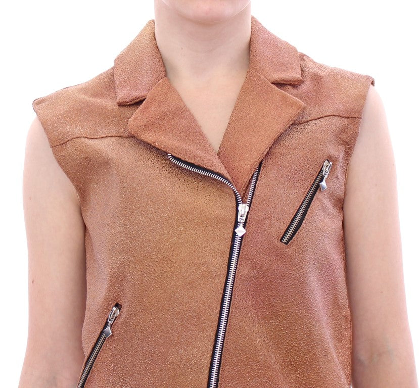 Gilet en cuir marron La Maison du Couturier