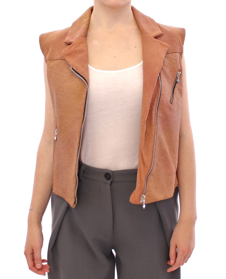 Gilet en cuir marron La Maison du Couturier