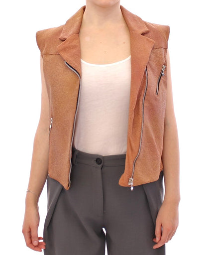 Gilet en cuir marron La Maison du Couturier