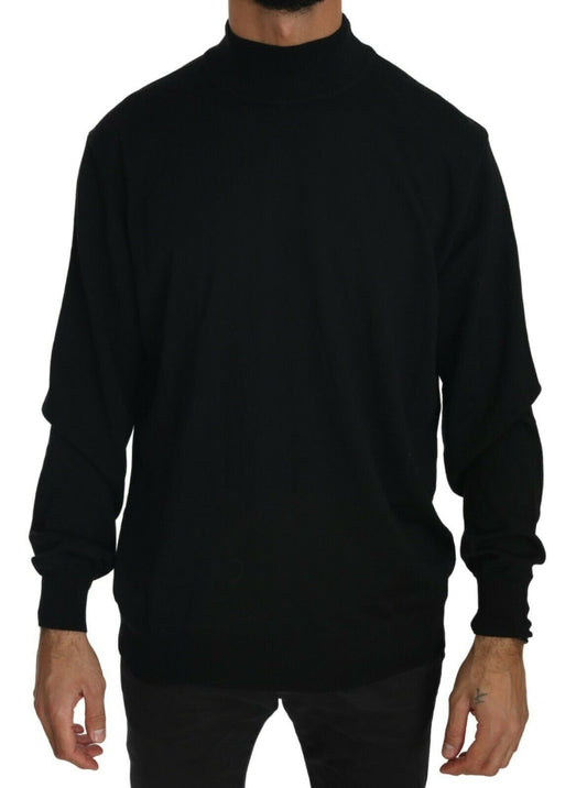 MILA SCHÖN Haut pull col montant noir en laine vierge