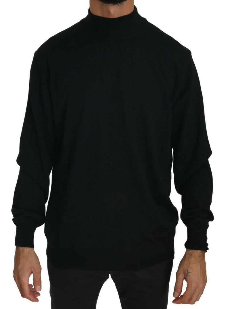 MILA SCHÖN Haut pull col montant noir en laine vierge
