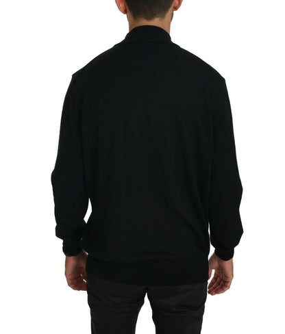 MILA SCHÖN Haut pull col montant noir en laine vierge