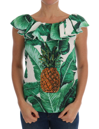 Blouse à paillettes ananas et banane Dolce & Gabbana