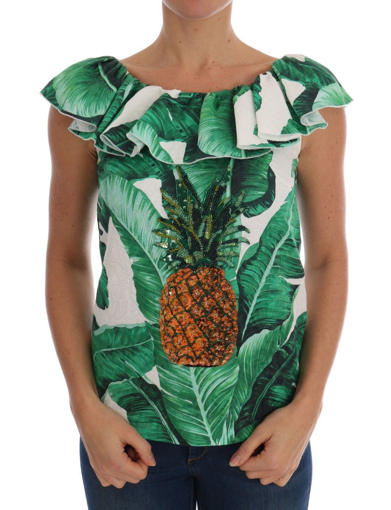 Blouse à paillettes ananas et banane Dolce &amp; Gabbana