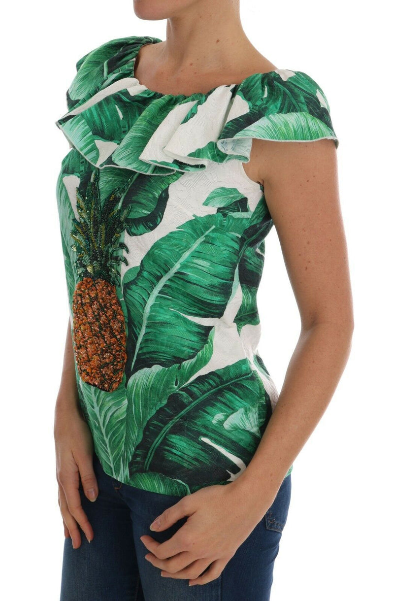 Blouse à paillettes ananas et banane Dolce &amp; Gabbana