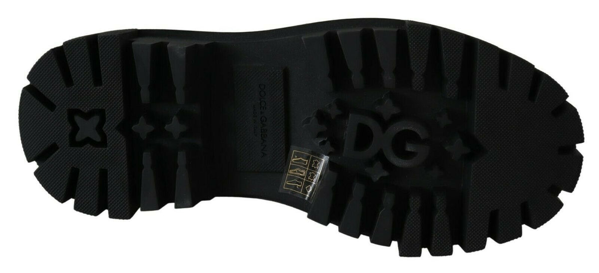 Bottes de combat Dolce &amp; Gabbana en cuir noir et cristaux