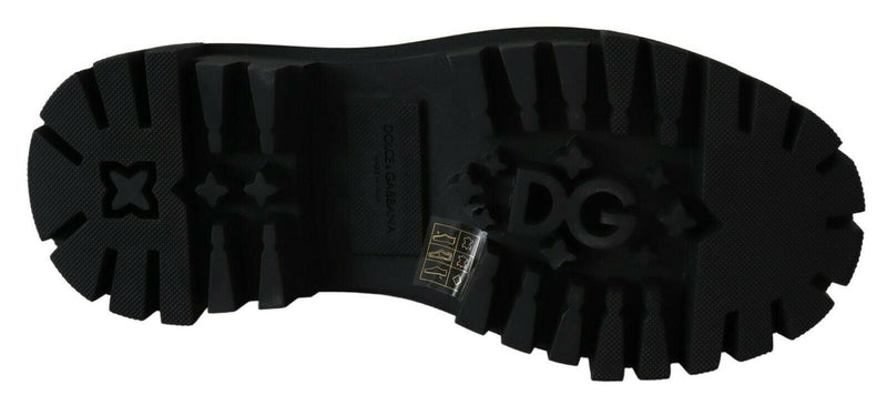 Bottes de combat Dolce &amp; Gabbana en cuir noir et cristaux