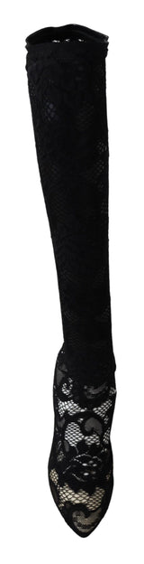 Chaussettes, bottes et escarpins Dolce &amp; Gabbana en dentelle noire Taormina