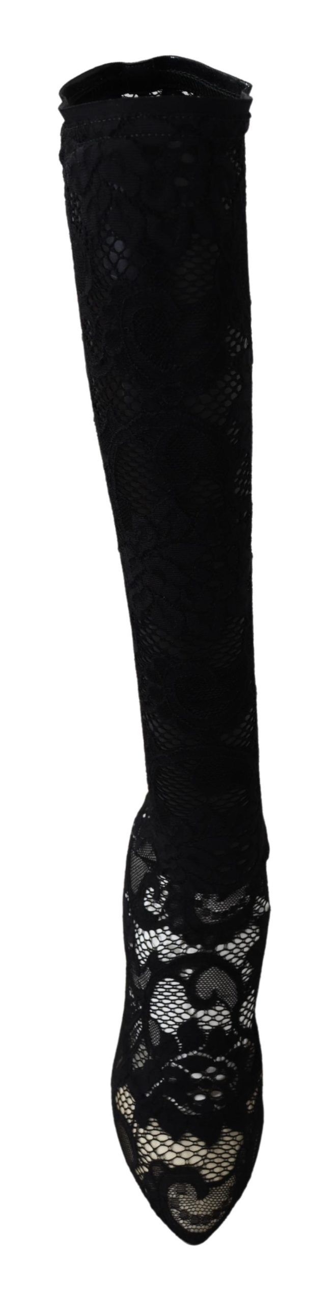 Chaussettes, bottes et escarpins Dolce &amp; Gabbana en dentelle noire Taormina