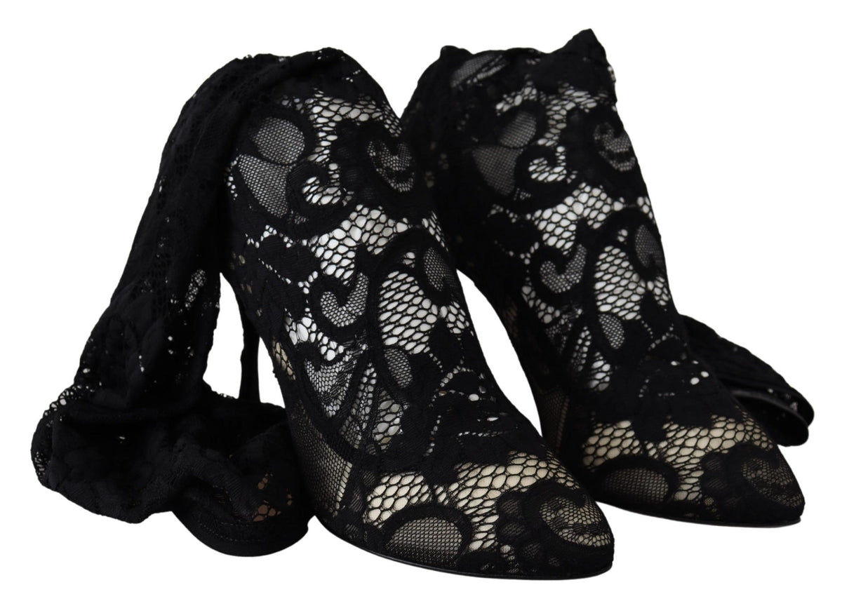 Chaussettes, bottes et escarpins Dolce &amp; Gabbana en dentelle noire Taormina