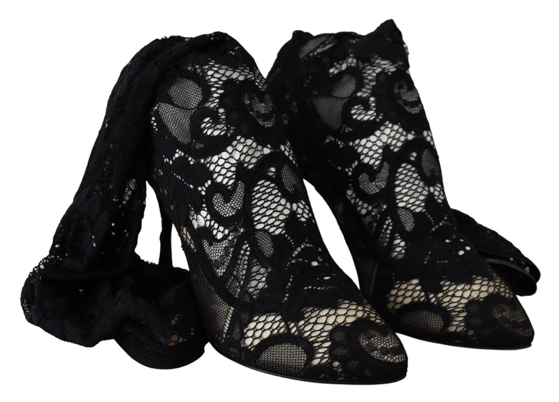 Chaussettes, bottes et escarpins Dolce &amp; Gabbana en dentelle noire Taormina