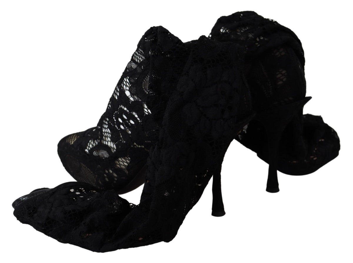 Chaussettes, bottes et escarpins Dolce &amp; Gabbana en dentelle noire Taormina