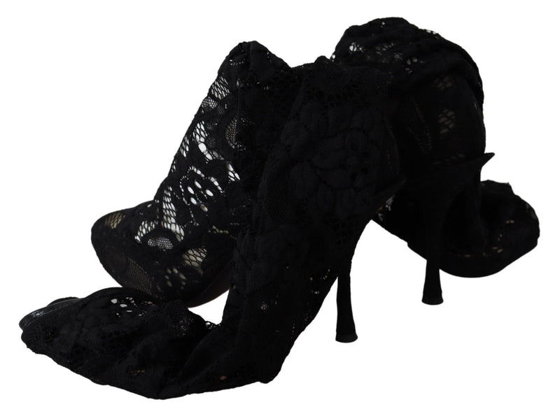 Chaussettes, bottes et escarpins Dolce &amp; Gabbana en dentelle noire Taormina