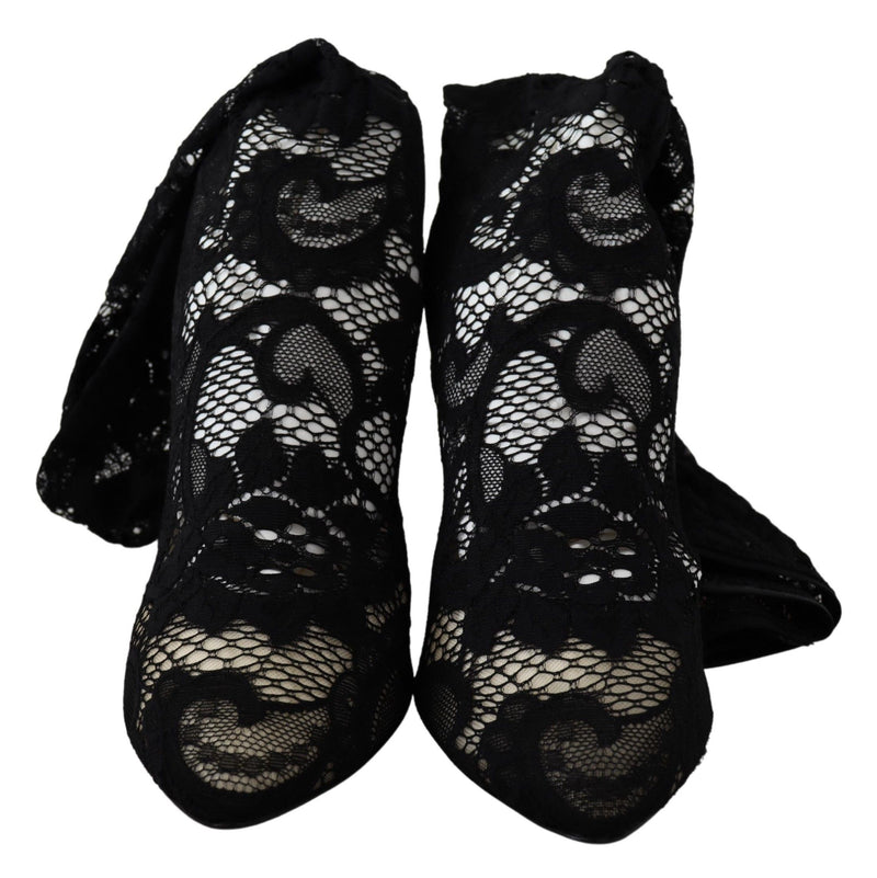 Chaussettes, bottes et escarpins Dolce &amp; Gabbana en dentelle noire Taormina