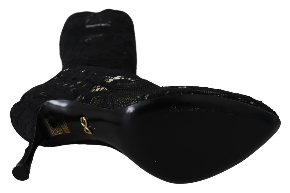 Chaussettes, bottes et escarpins Dolce &amp; Gabbana en dentelle noire Taormina