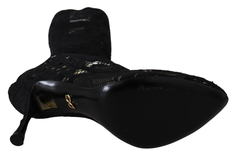 Chaussettes, bottes et escarpins Dolce &amp; Gabbana en dentelle noire Taormina