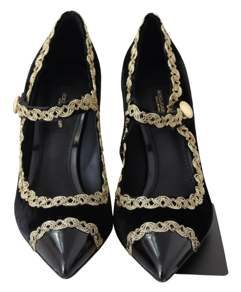 Escarpins Mary Jane Dolce &amp; Gabbana en velours noir et or