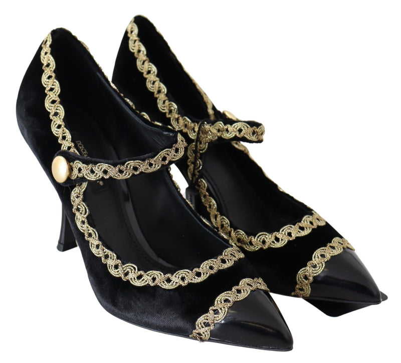 Escarpins Mary Jane Dolce &amp; Gabbana en velours noir et or