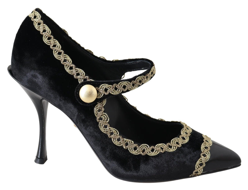 Escarpins Mary Jane Dolce &amp; Gabbana en velours noir et or